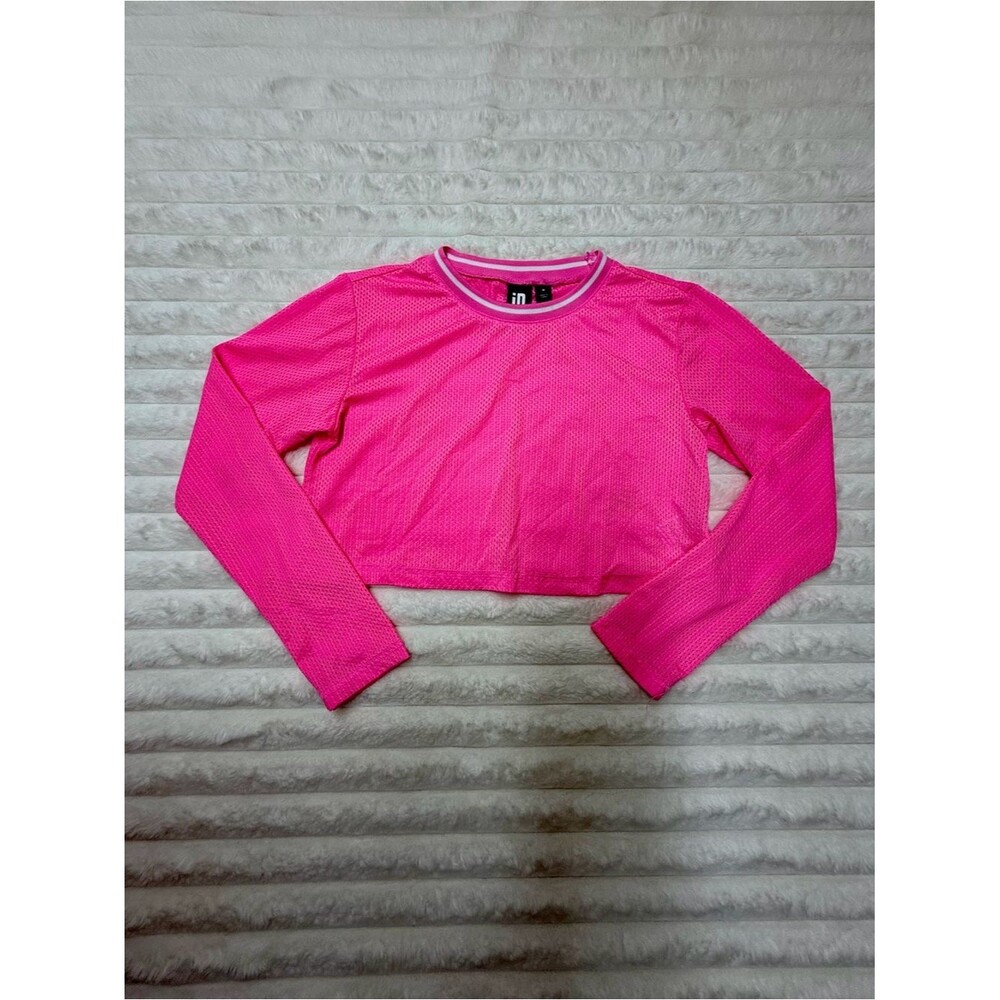 Ideology Bright Pink Mesh Crewneck Top